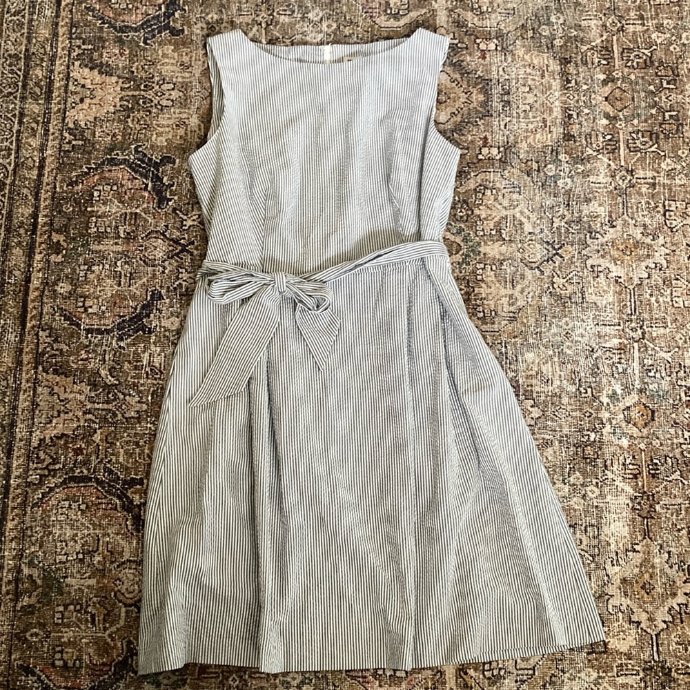 Anne Klein Navy and White Striped Midi Dress - Picture 3 of 5